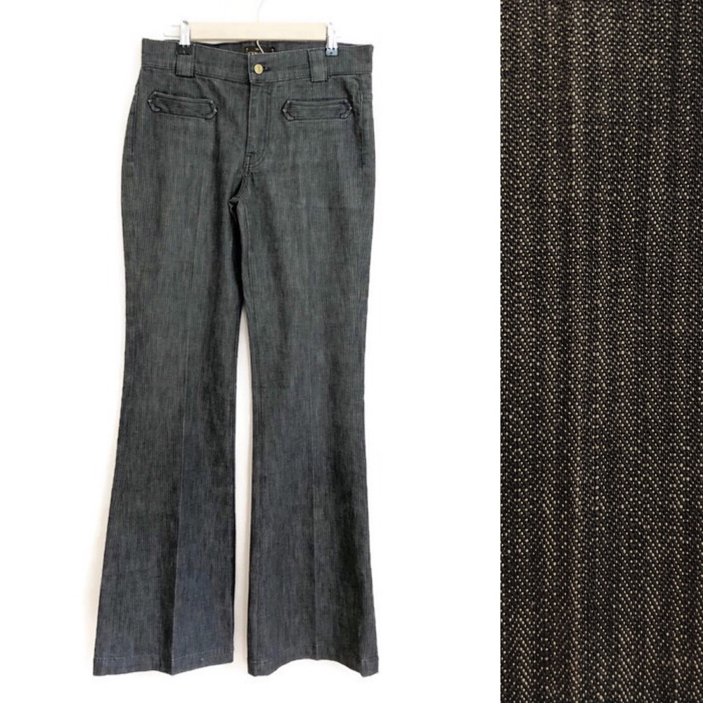 7 For All Mankind gray stripe flare jeans size 28